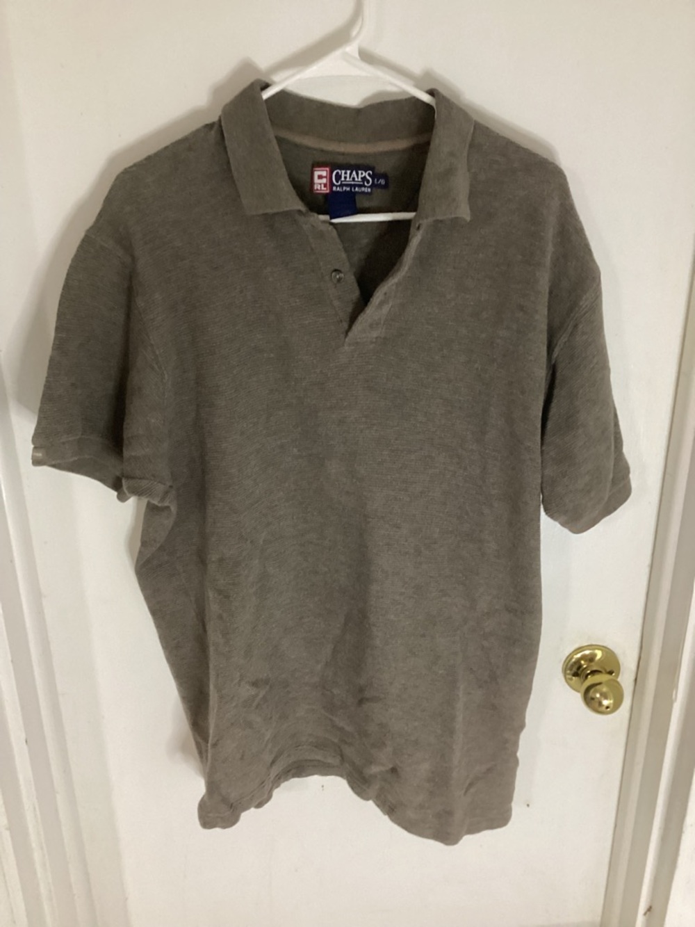 Chaps Ralph Lauren Men’s Gray Ribbed Short Sleeve Polo Size Large